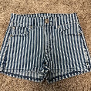 American Eagle Outfitters Blue Striped Jean Shorts